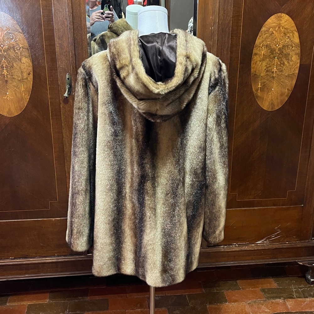 Incognita size Large vintage hooded faux Fur Coat - Picture 4 of 6